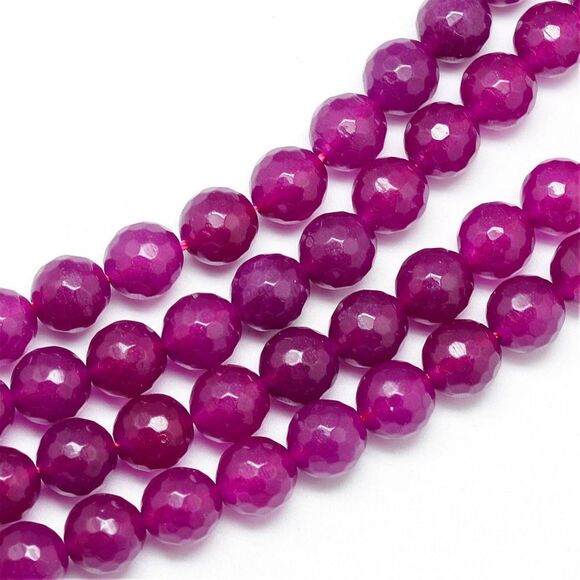 6MM Faceted Violet Red Jade-ONE Gemstone Bead Strand-Jewelry Making Crafts NWT - Picture 2 of 2